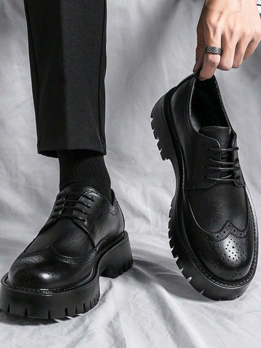 Men's Thick-Soled Lace-Up Casual leather Shoes