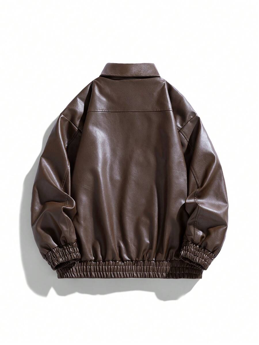Men's Casual Loose Fit Business PU Leather Jacket