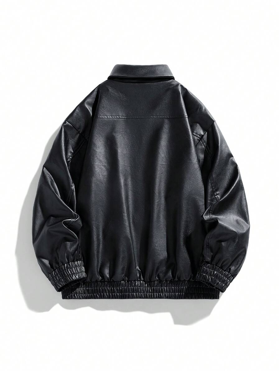 Men's Casual Loose Fit Business PU Leather Jacket