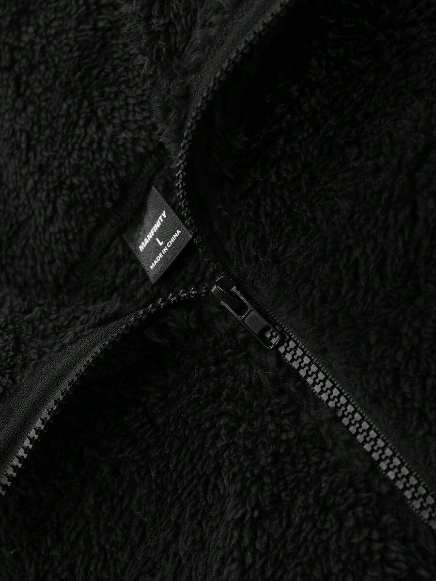 Men's Patchwork Stand Collar Half-Zip Fleece Sweatshirt