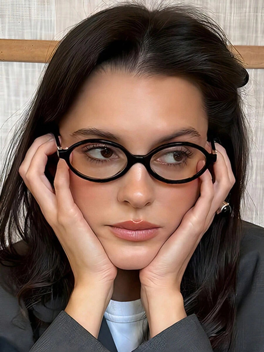 Women's Transparent Oval PC Clear Glasses