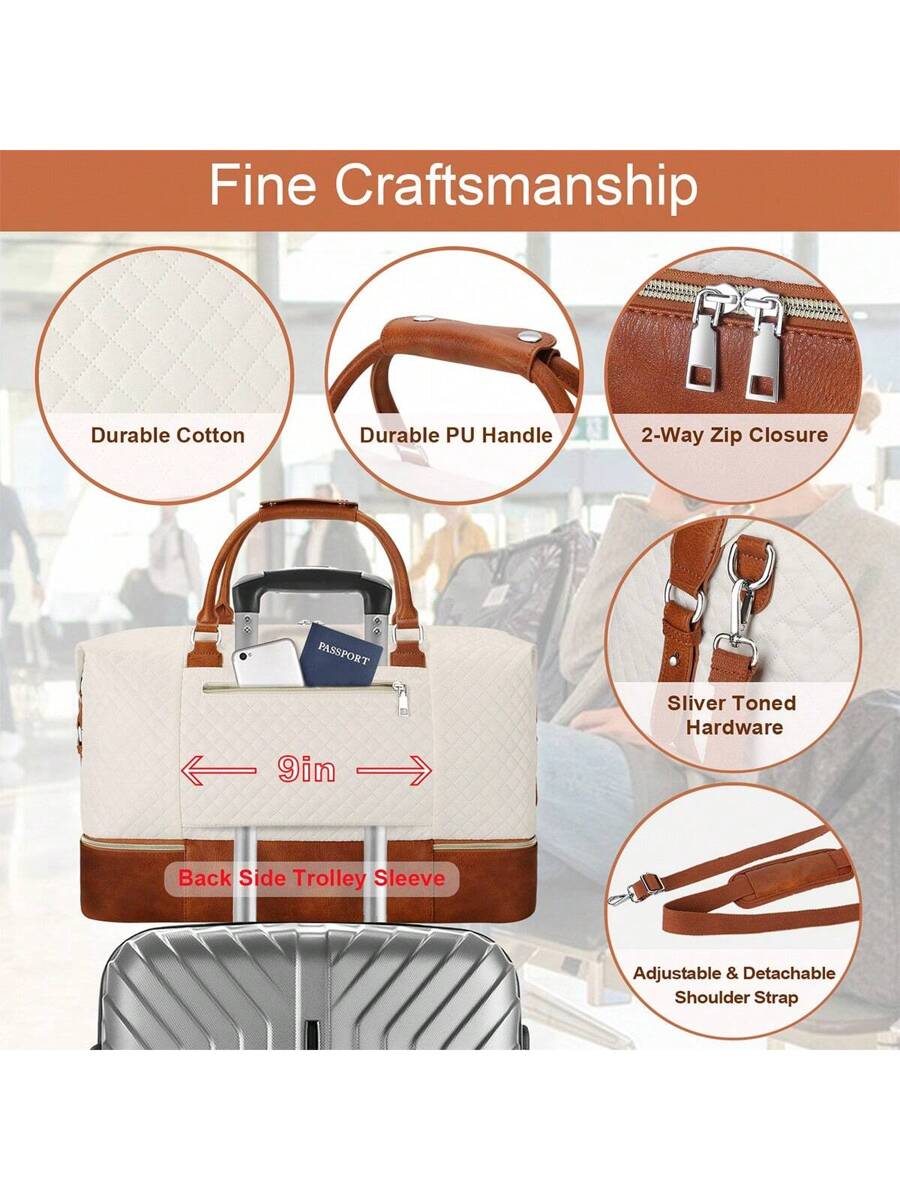 Weekender Travel Duffel Bag With Shoe Compartment