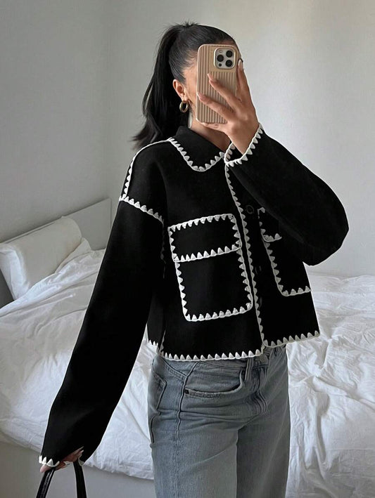 Women’s Contrast Color Cropped Jacket