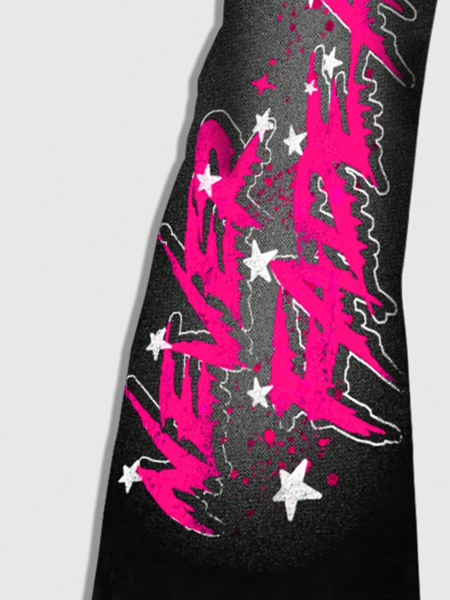 Men's Religious Graphic Print Flare Pants