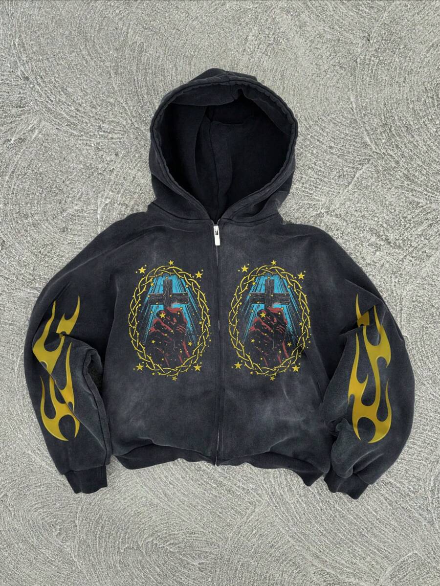 Men's Graphic Print Zip-Up Hoodie