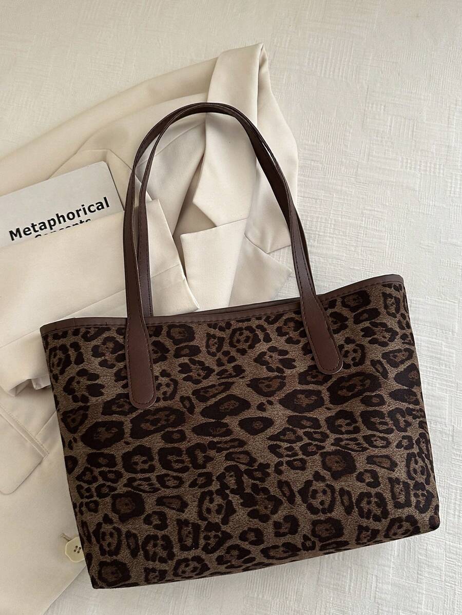 Women's Leopard Print Large Shoulder Bag