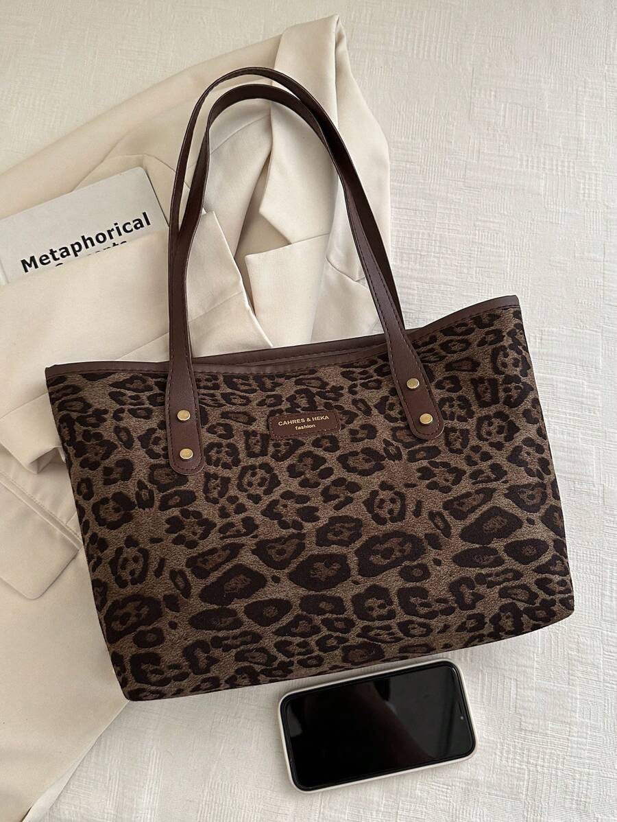 Women's Leopard Print Large Shoulder Bag