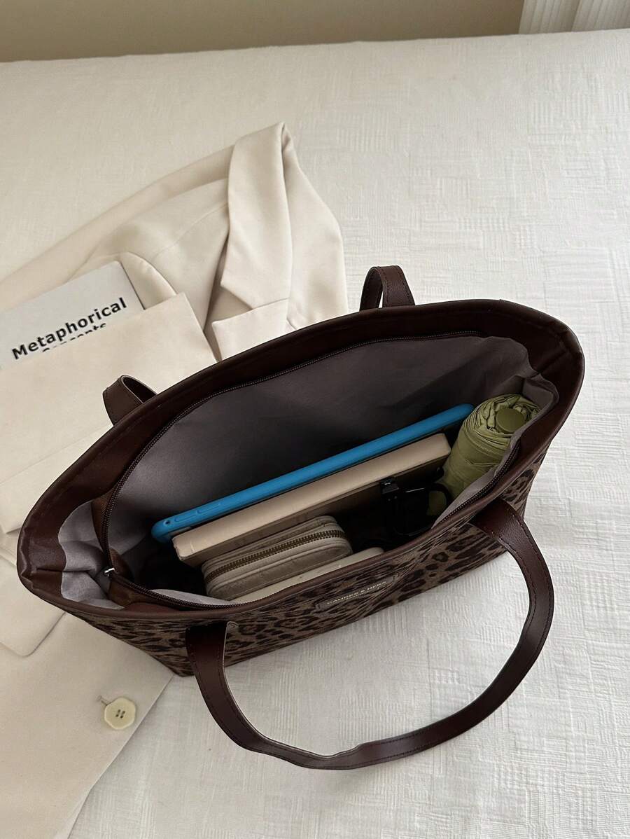 Women's Leopard Print Large Shoulder Bag