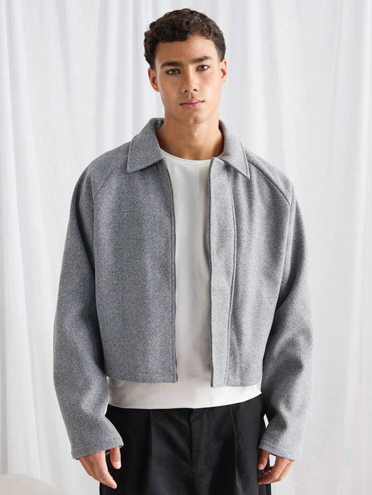 Boxy Casual Turndown Collar Long Sleeve Jacket