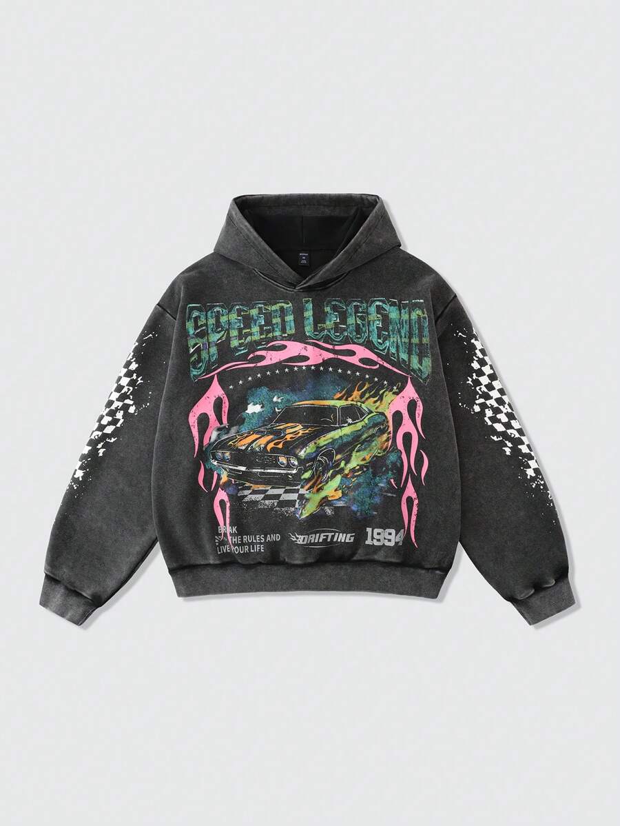 Men's Washed Vintage Graphic Hoodie