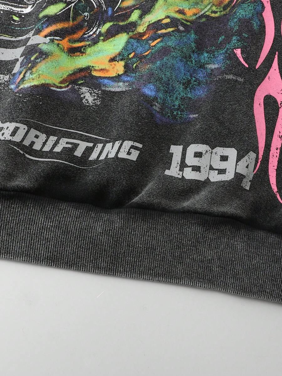 Men's Washed Vintage Graphic Hoodie