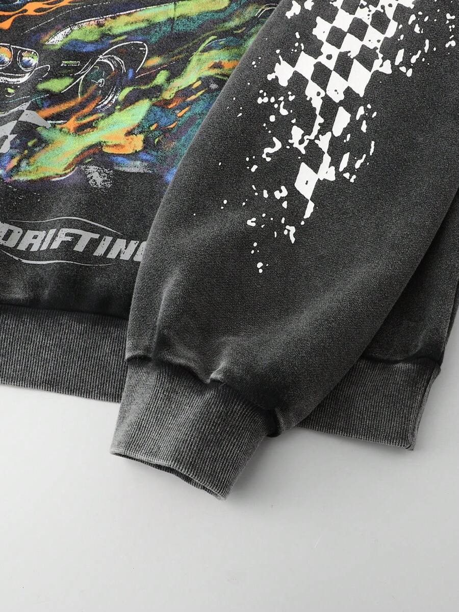 Men's Washed Vintage Graphic Hoodie