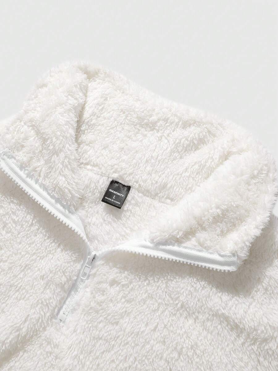 Men's Patchwork Stand Collar Half-Zip Fleece Sweatshirt
