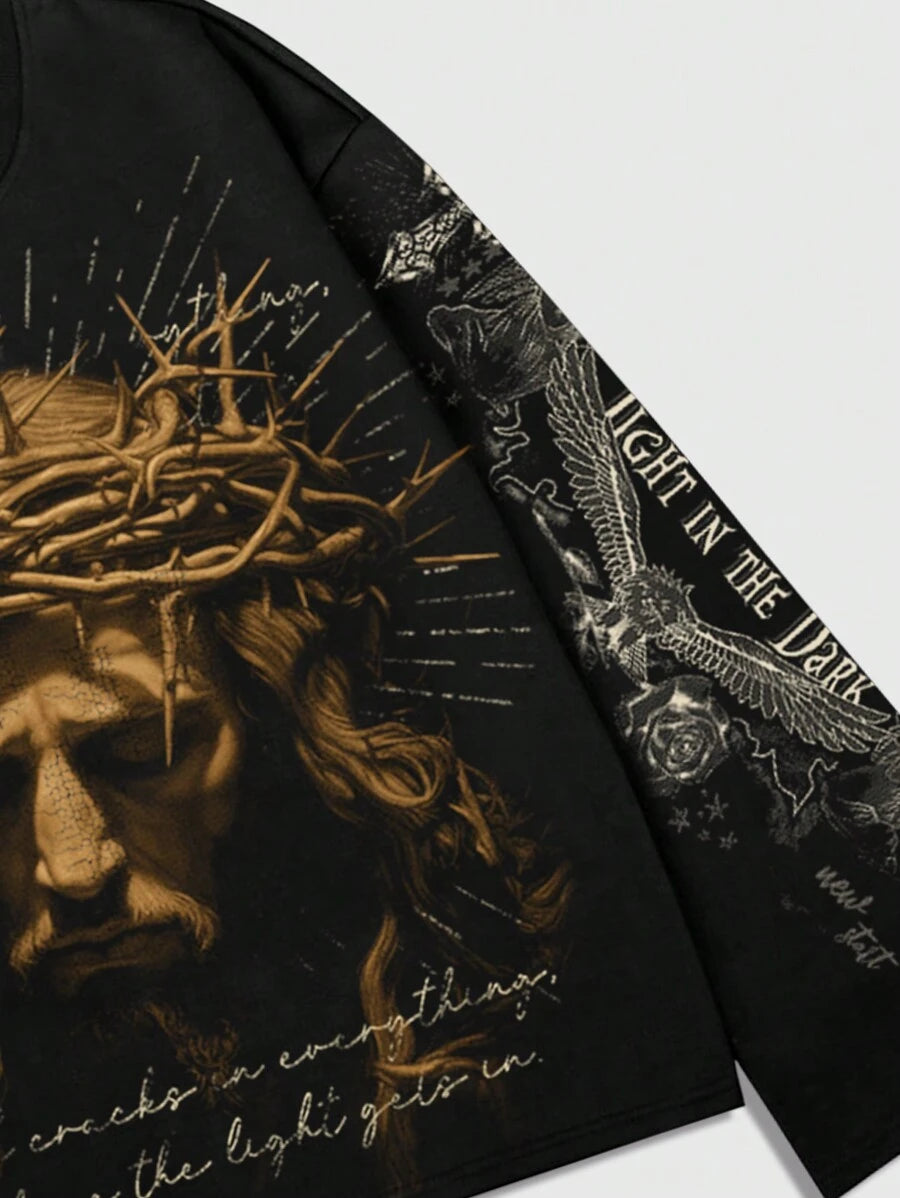 Men's Jesus Graphic Print Pullover Sweatshirt