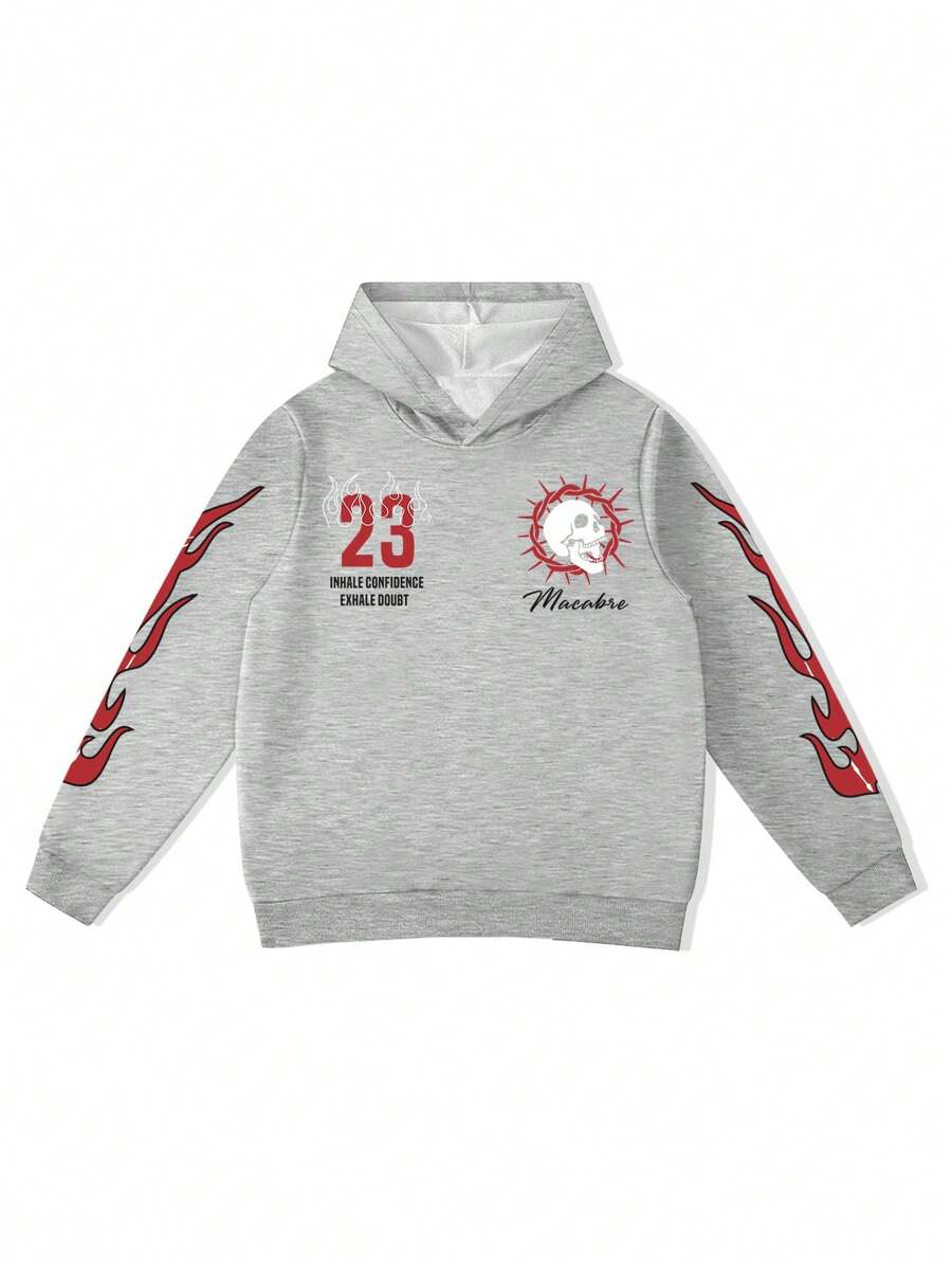 Face Letter Print Hoodie Sweatpants Set