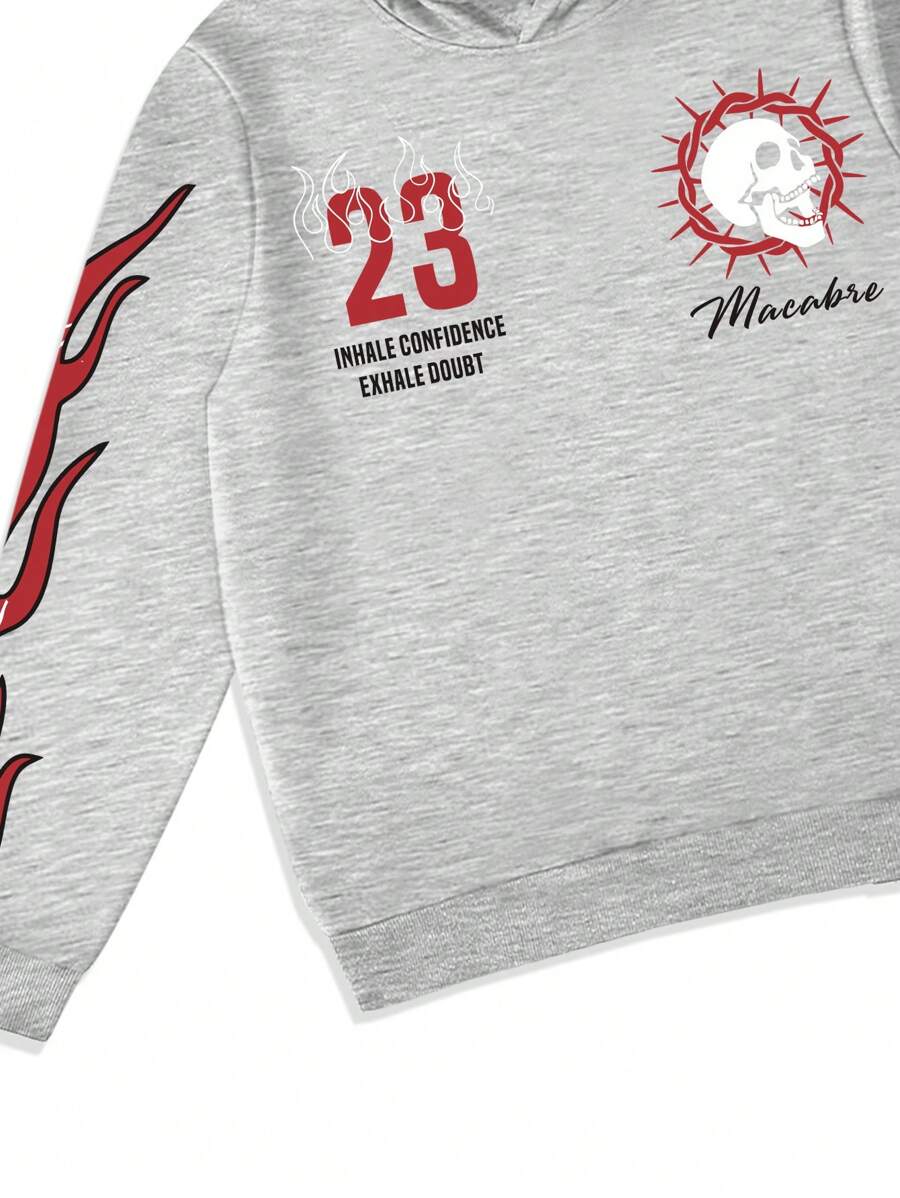 Face Letter Print Hoodie Sweatpants Set