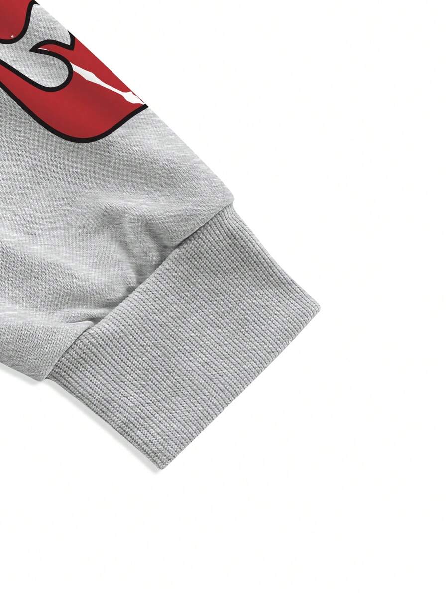 Face Letter Print Hoodie Sweatpants Set