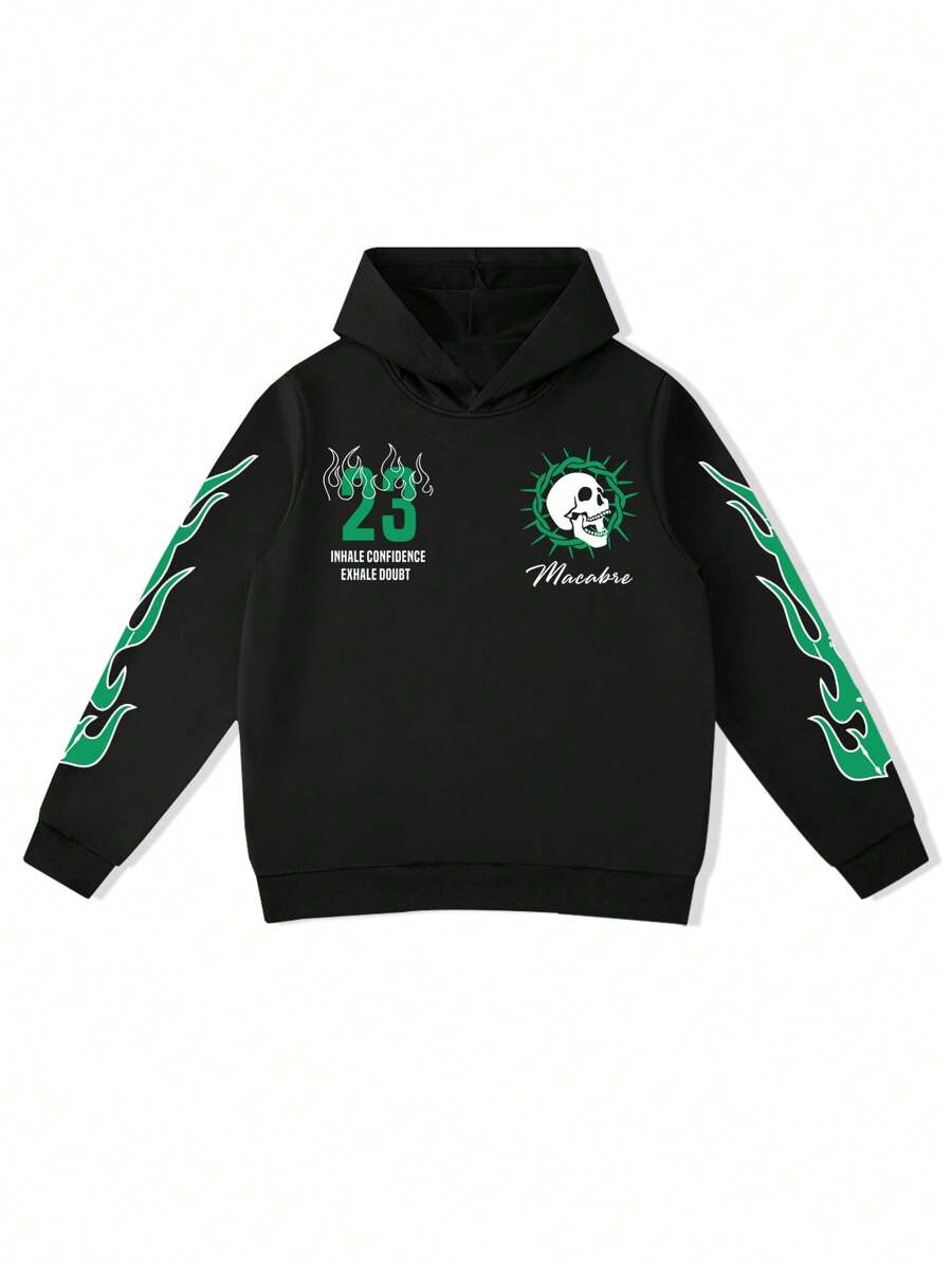 Face Letter Print Hoodie Sweatpants Set