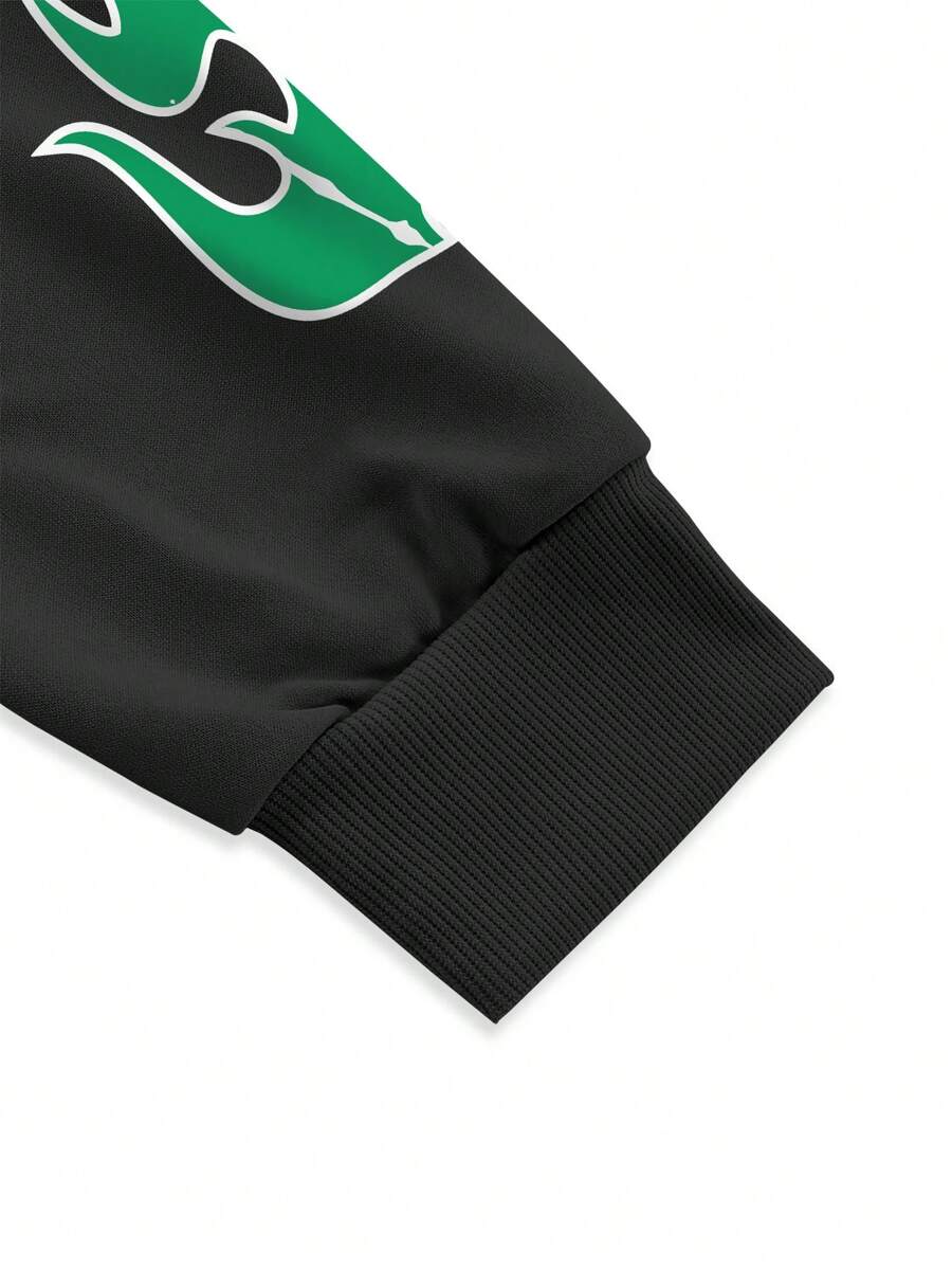 Face Letter Print Hoodie Sweatpants Set