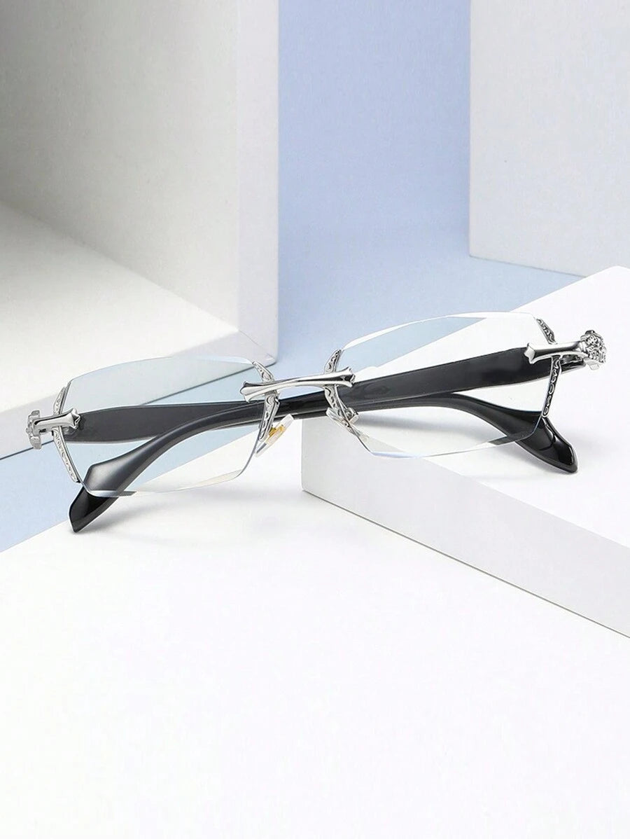 1 Pair Men's Metal Frameless Edged Fashion Eyeglasses