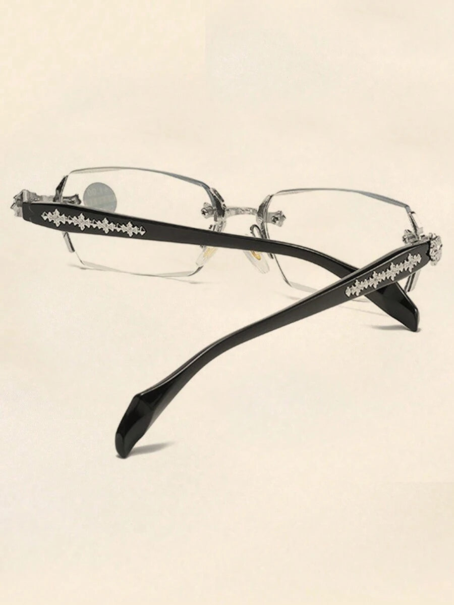 1 Pair Men's Metal Frameless Edged Fashion Eyeglasses
