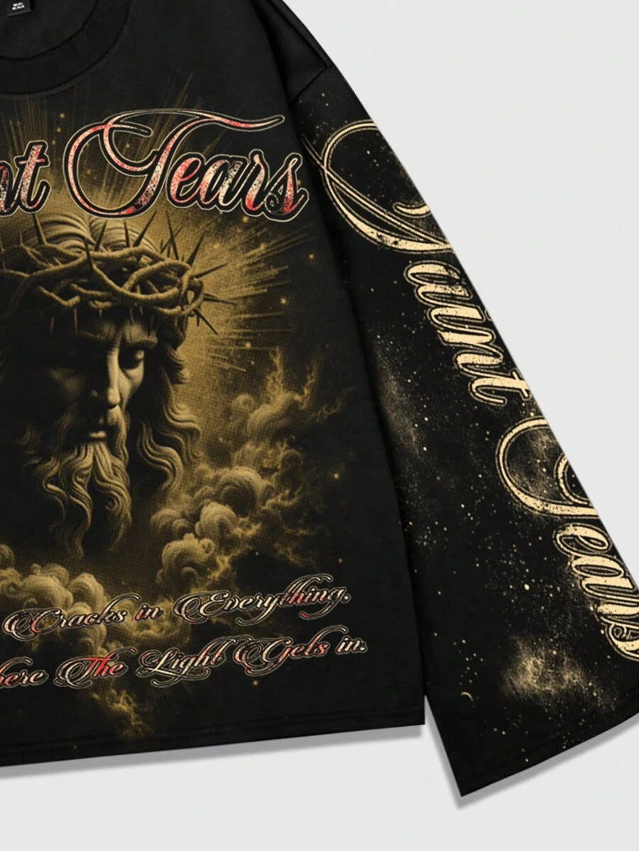 Men's Jesus Graphic Print Pullover Sweatshirt