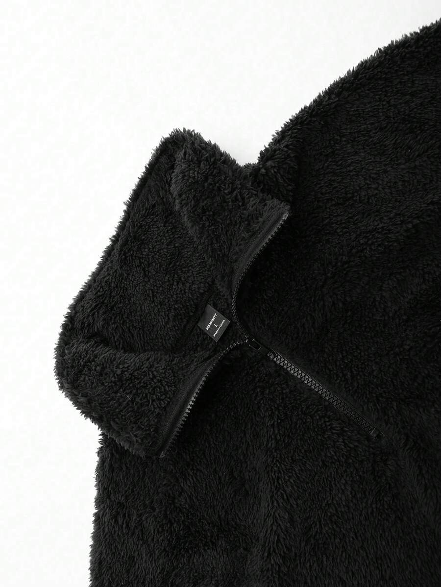 Men's Patchwork Stand Collar Half-Zip Fleece Sweatshirt