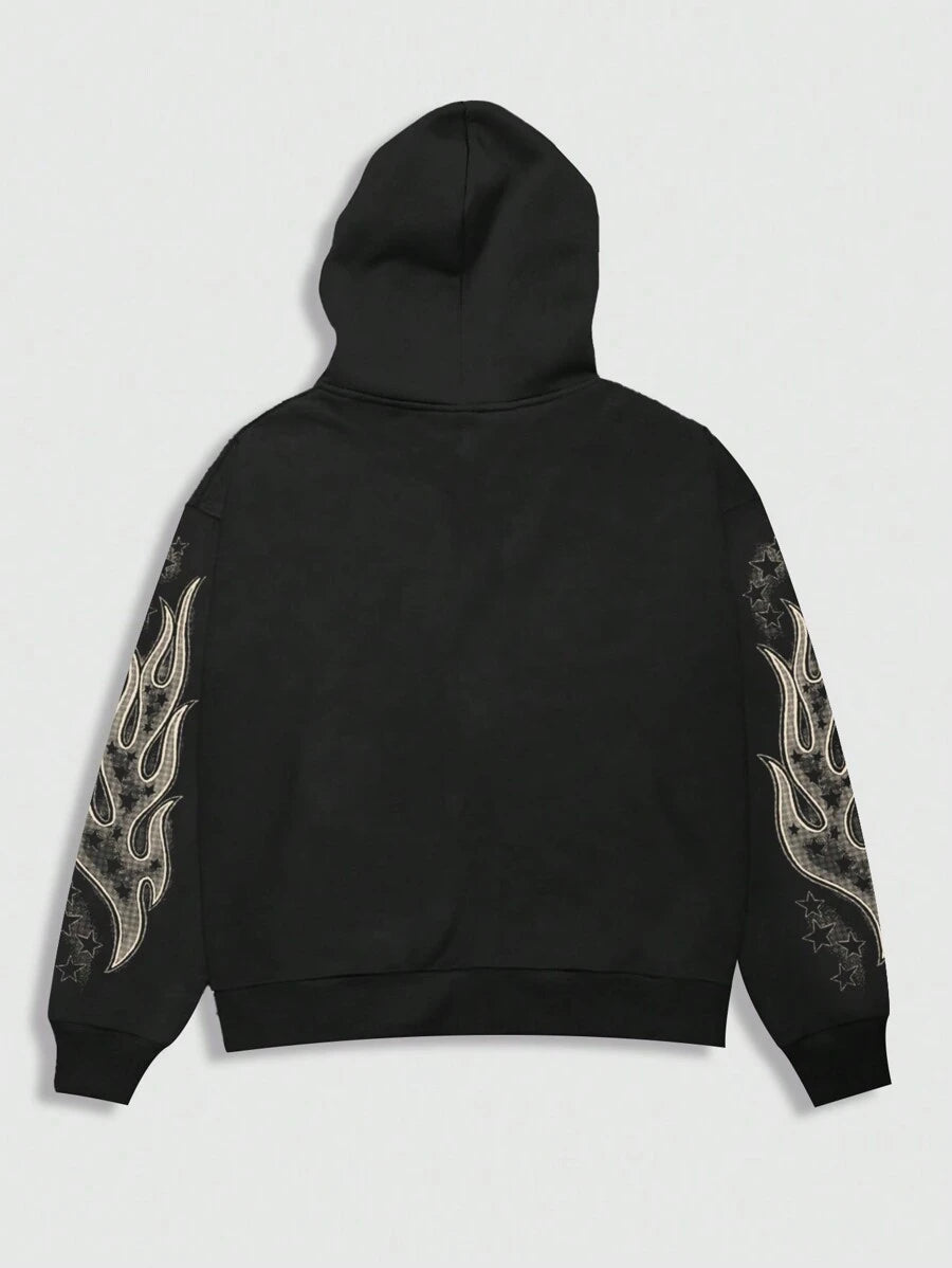 Men's Letter Graphic Print Zip-Up Hoodie