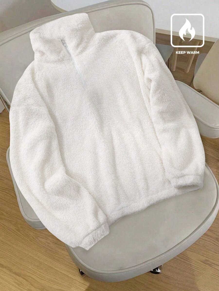 Men's Patchwork Stand Collar Half-Zip Fleece Sweatshirt