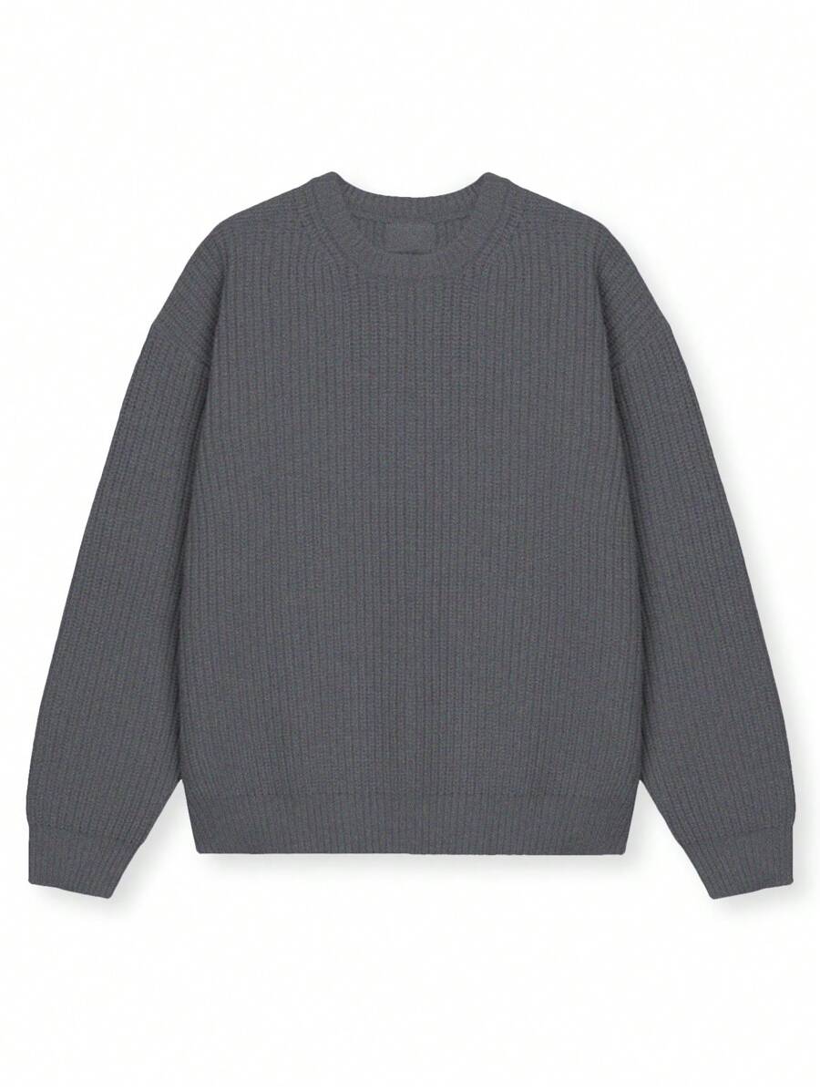 Men's Knit Drop Shoulder Crew Neck Pullover Sweater