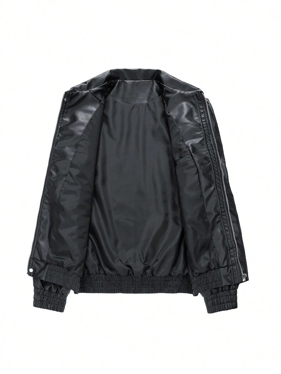 Men's Casual Loose Fit Business PU Leather Jacket