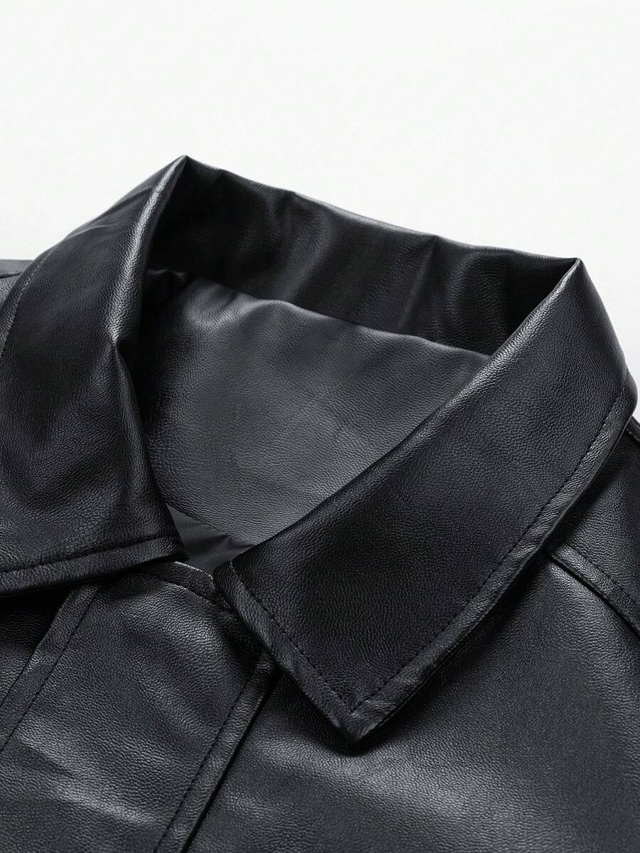 Men's Casual Loose Fit Business PU Leather Jacket