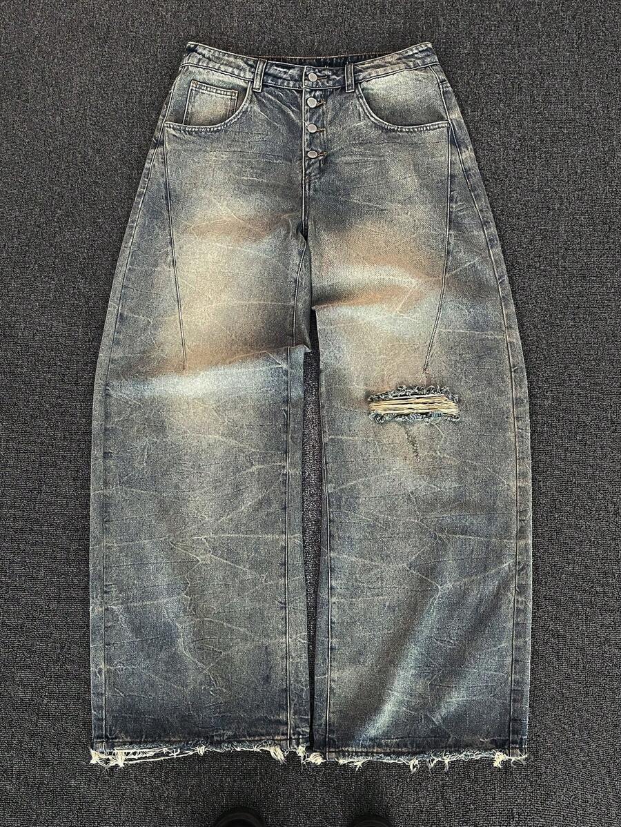Men's Washed Vintage Wide Leg Flare Jeans