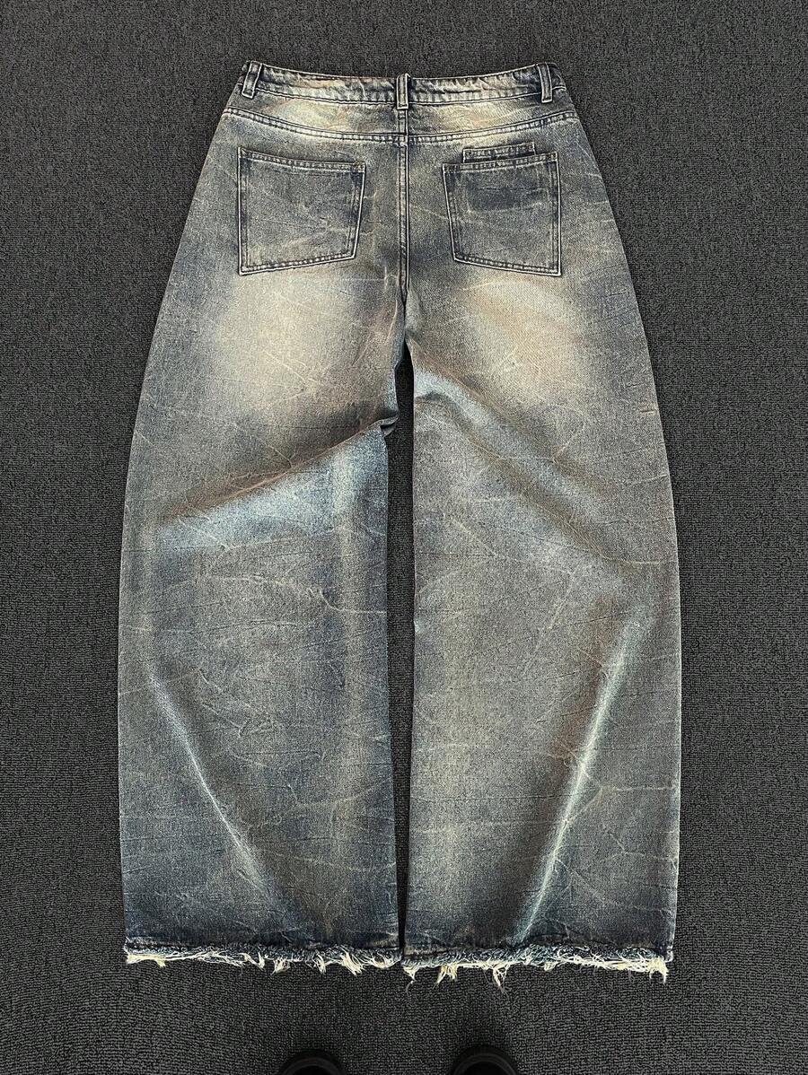 Men's Washed Vintage Wide Leg Flare Jeans