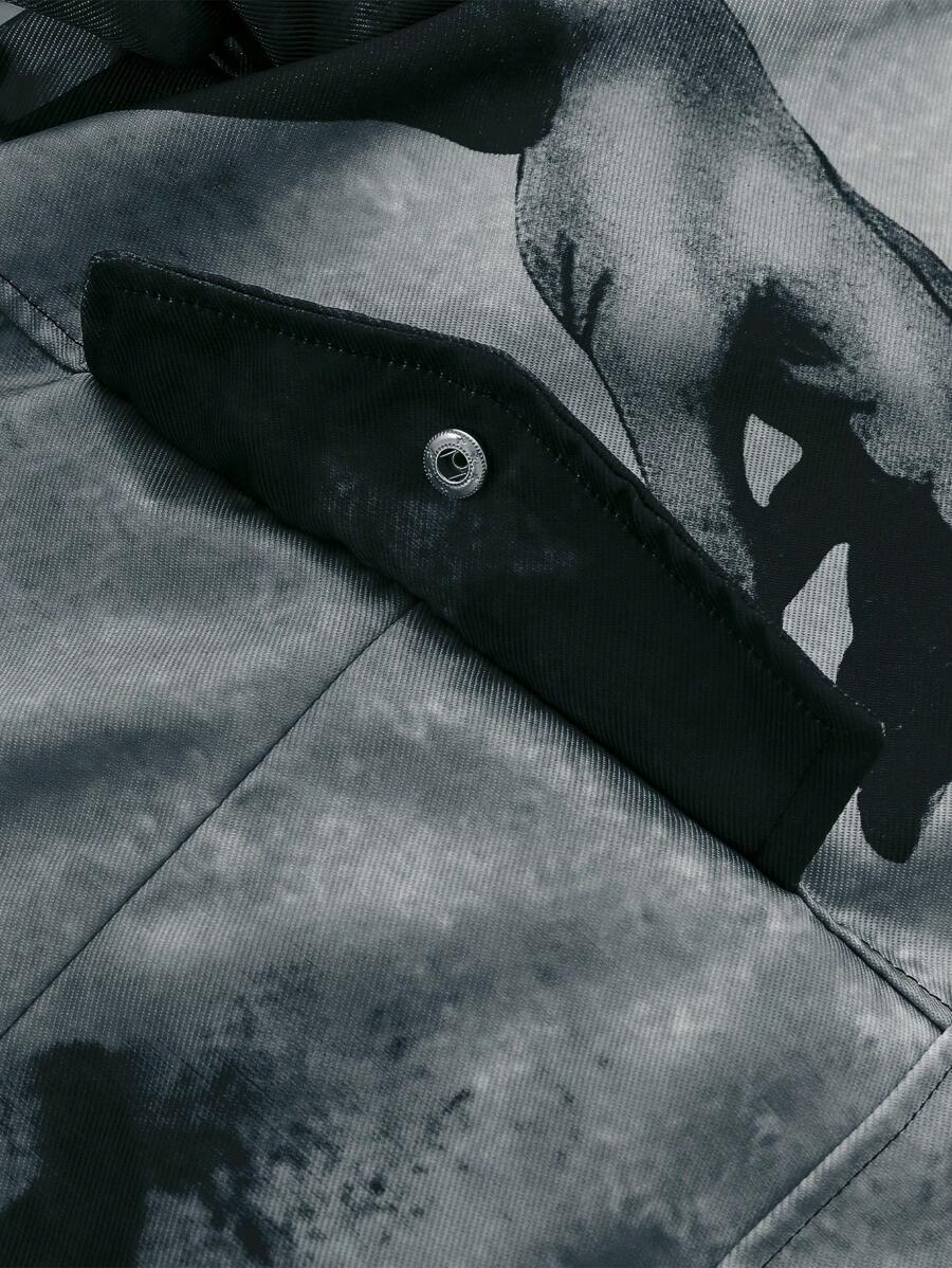 Men's Front Button Long Sleeve Pocket Minimalist Rave Jacket