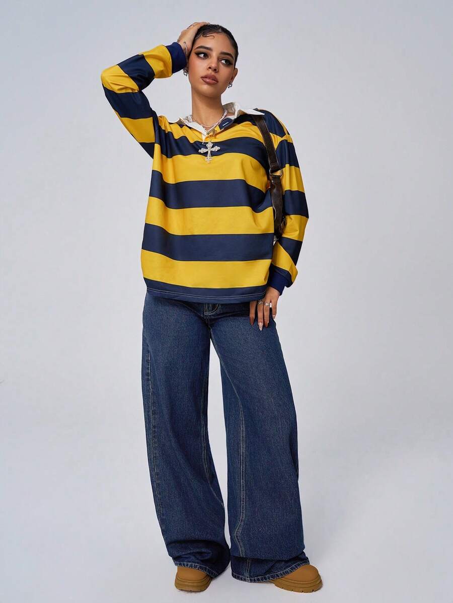 Women's Casual Low-Waist Embroidered Washed Denim Wide Leg Pants With Pockets