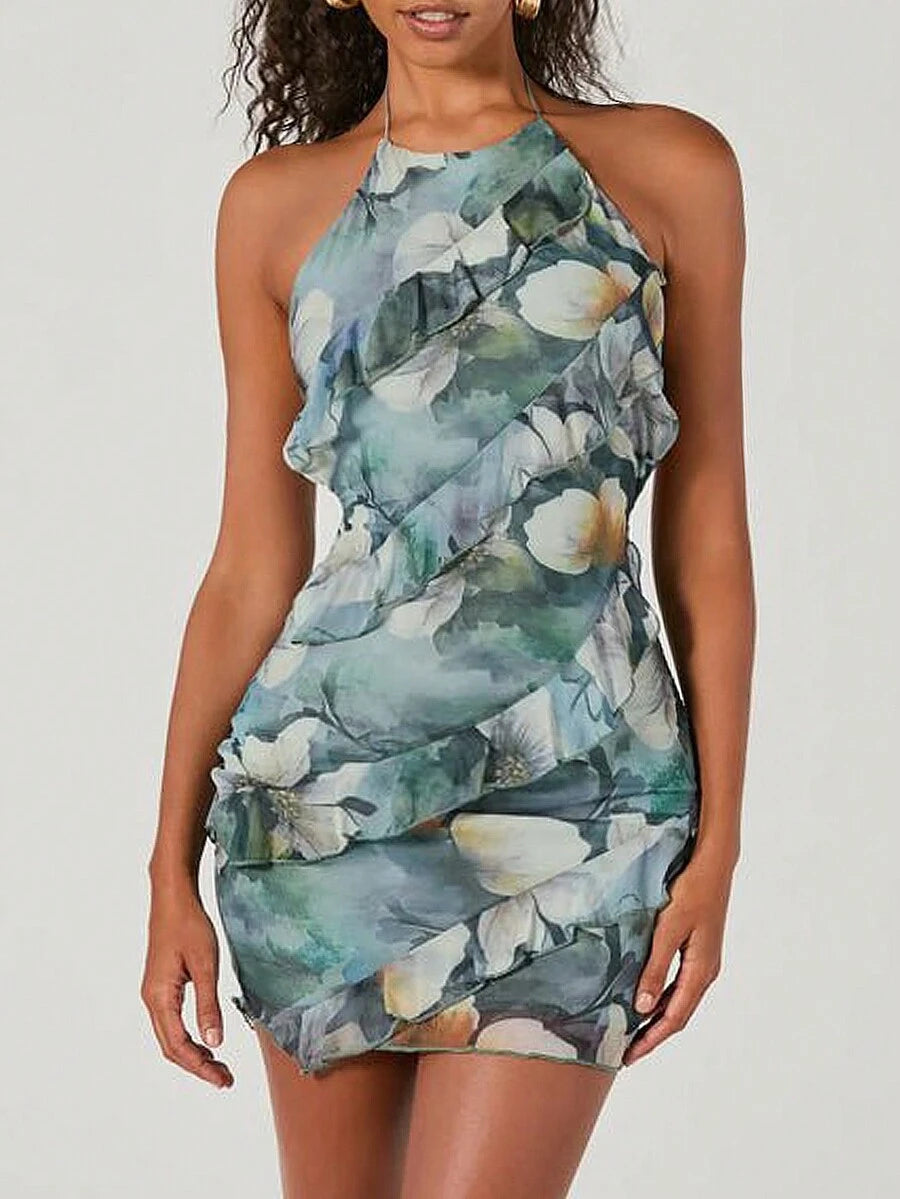 Women's Summer Halter Neck Backless Mini Dress