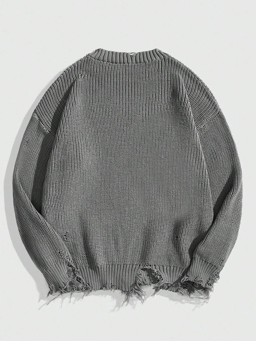 Men's Punk Distressed Knit Sweater