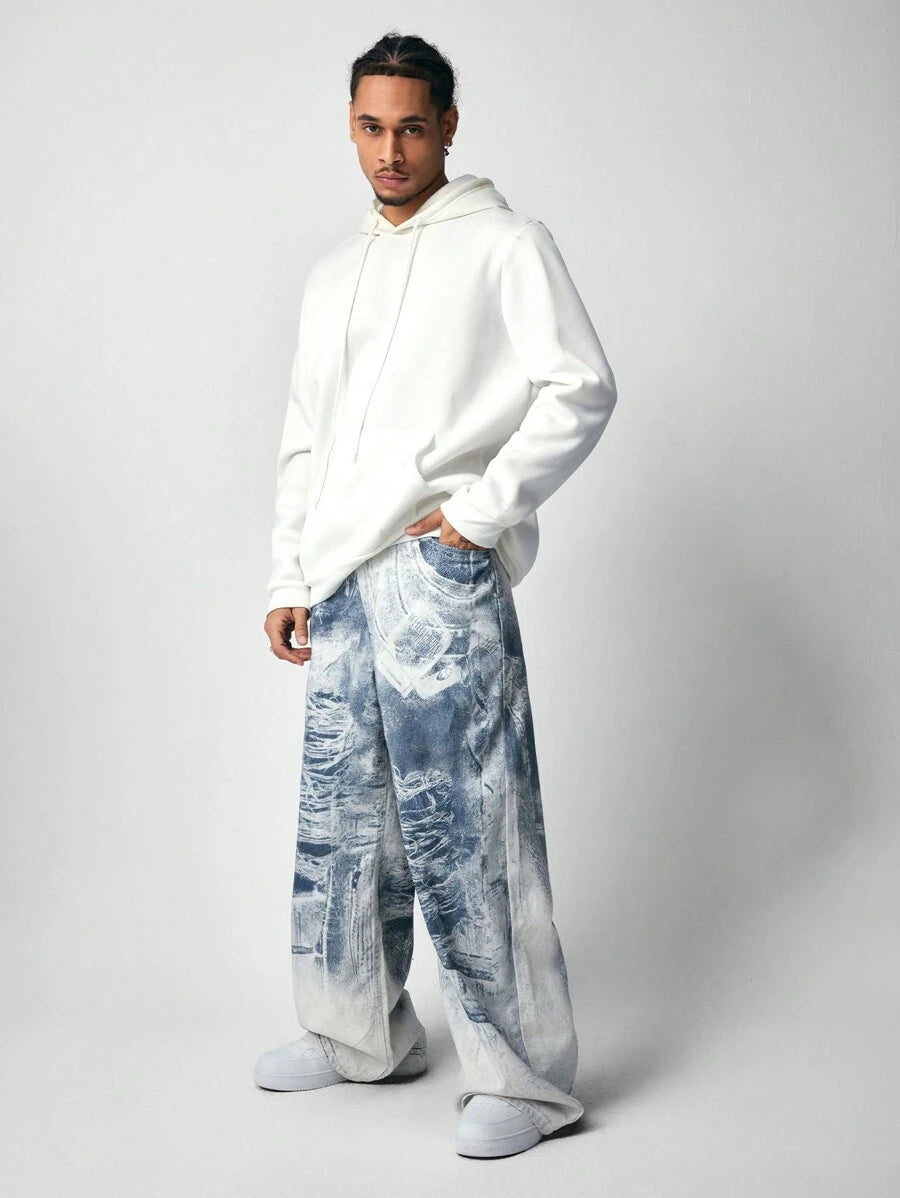 Men's Loose Wide Leg Baggy Cargo Jeans