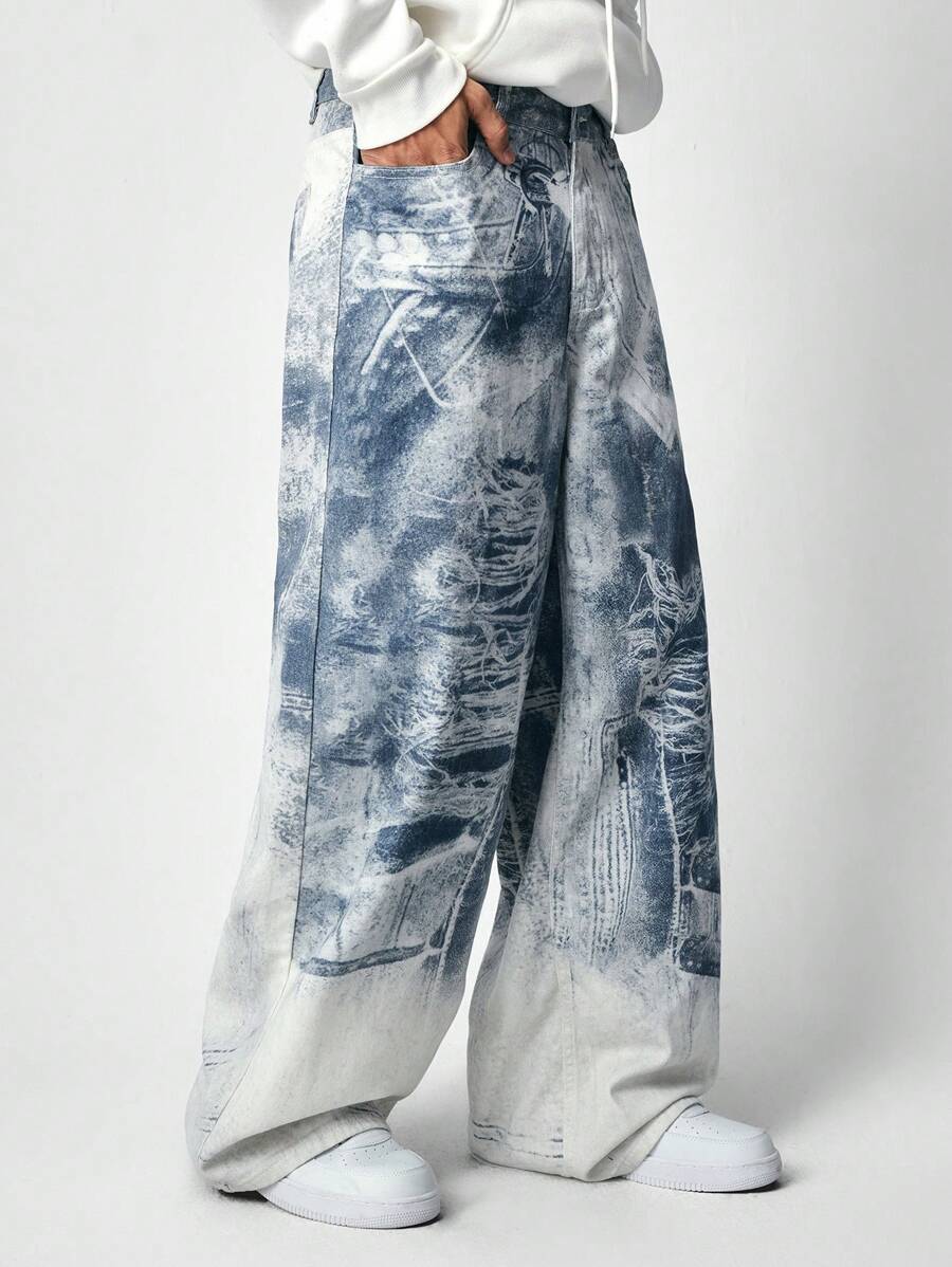 Men's Loose Wide Leg Baggy Cargo Jeans