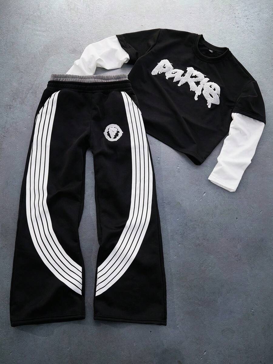 Men's Color-Blocked Paris 2-in-1 Long Sleeve Set