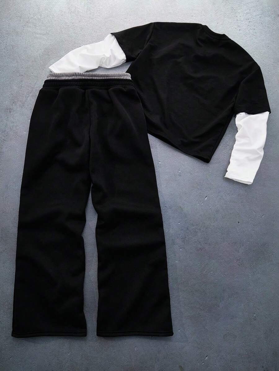 Men's Color-Blocked Paris 2-in-1 Long Sleeve Set