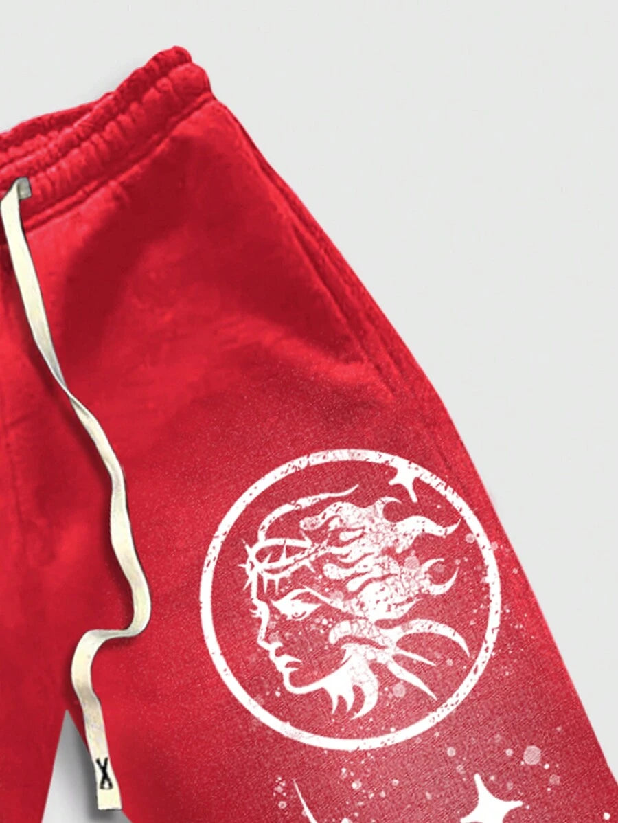 Men's Religious Graphic Print Flare Pants