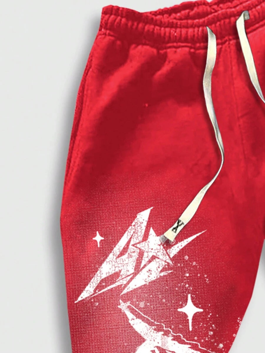 Men's Religious Graphic Print Flare Pants