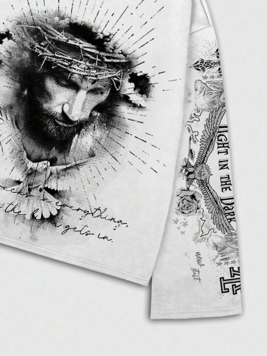 Men's Jesus Graphic Print Pullover Sweatshirt