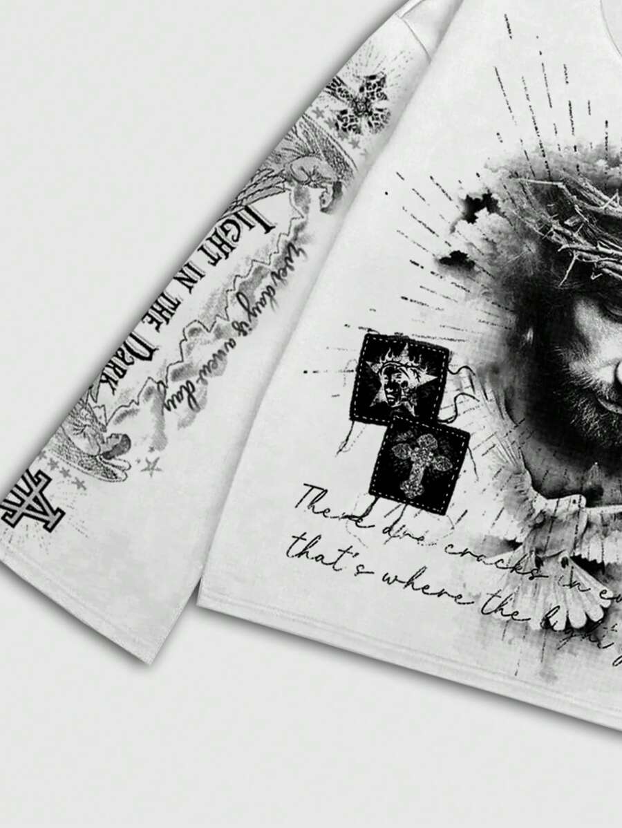 Men's Jesus Graphic Print Pullover Sweatshirt