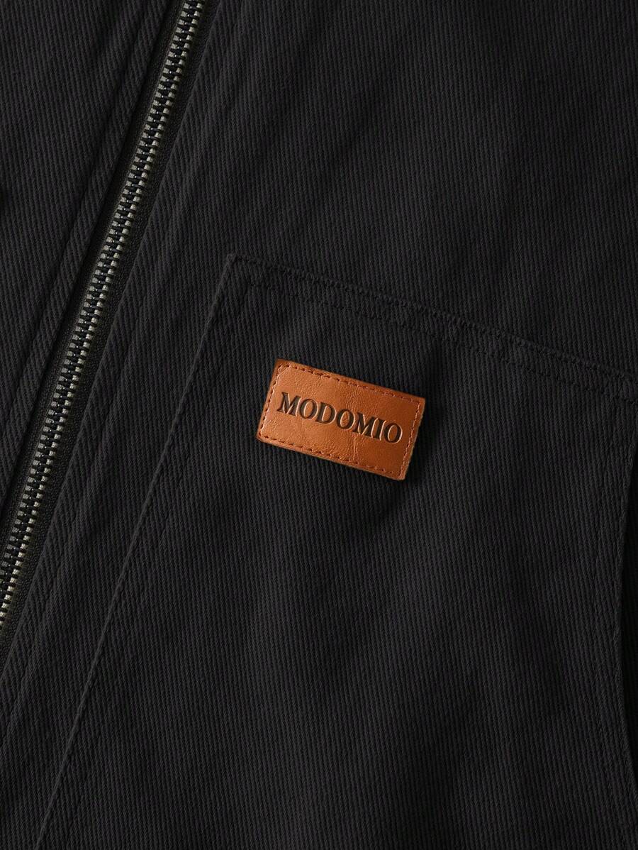 Men's Long Sleeve Casual Woven PU Leather Jacket