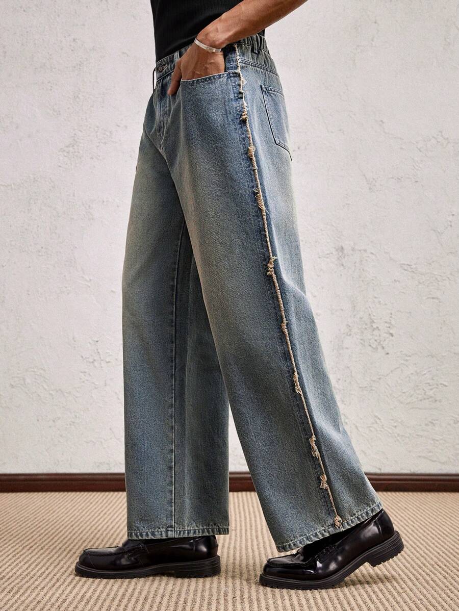 Men's Business Casual Straight Fit Mid-Rise Casual Jeans
