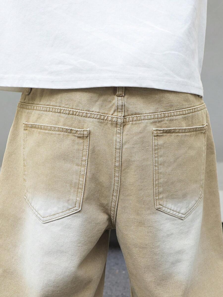 Men's Pocket Distressed Raw Hem Loose Fit Jorts