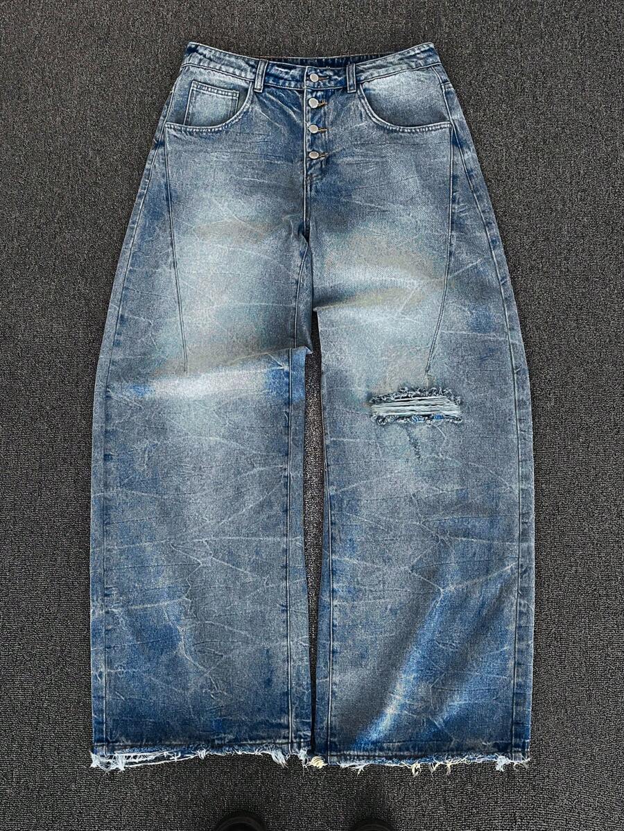 Men's Washed Vintage Wide Leg Flare Jeans